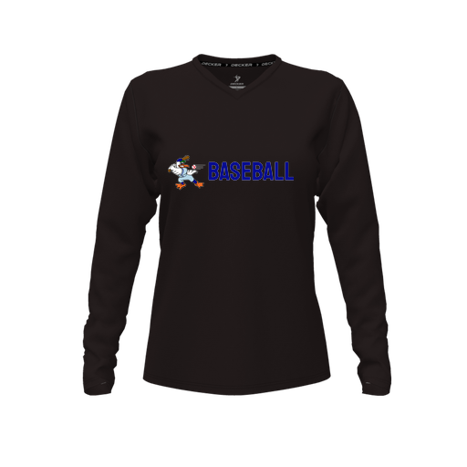 [CUS-DFW-TEES-CMF-VNK-LSL-BLK-FYXS-LOGO3] Decker Comfort T-Shirt (Female Youth XS, Black, V Neck, Logo 3, Long Sleeve)