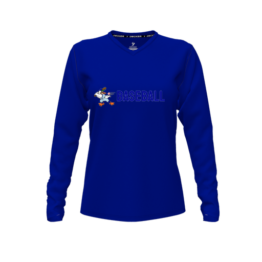 [FTLVCFRY-FYXS-LOGO3] Decker Comfort T-Shirt (Female Youth XS, Royal, V Neck, Logo 3, Long Sleeve)