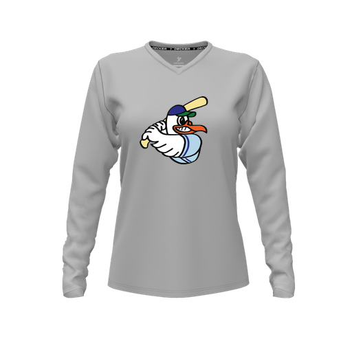 [CUS-DFW-TEES-CMF-VNK-LSL-GRY-FYXS-LOGO1] Decker Comfort T-Shirt (Female Youth XS, Gray, V Neck, Logo 1, Long Sleeve)