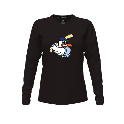 [FTLVPTBK-FYXS-LOGO1] Decker Performance T-Shirt (Female Youth XS, Black, V Neck, Logo 1, Long Sleeve)