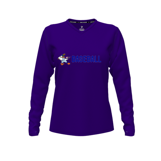 [FTLVPTPP-FYXS-LOGO3] Decker Performance T-Shirt (Female Youth XS, Purple, V Neck, Logo 3, Long Sleeve)