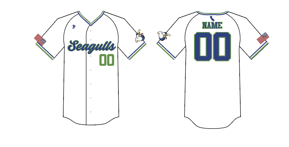 South Bay Seagulls - White Full Button Jersey